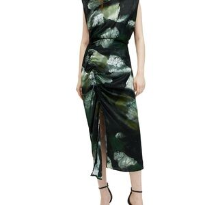 All Saints Black and Green Midi Dress